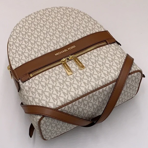 MICHAEL KORS Kenly Medium Backpack Signature Vanilla Bag - Picture 8 of 16